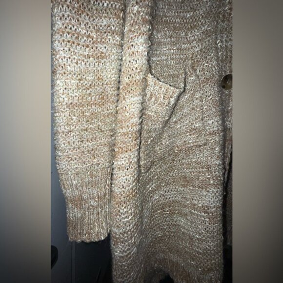 Easel Tan Knit Cardigan Knee Length Sweater. SUPER CUTE. Bought from boutique. - Picture 4 of 6